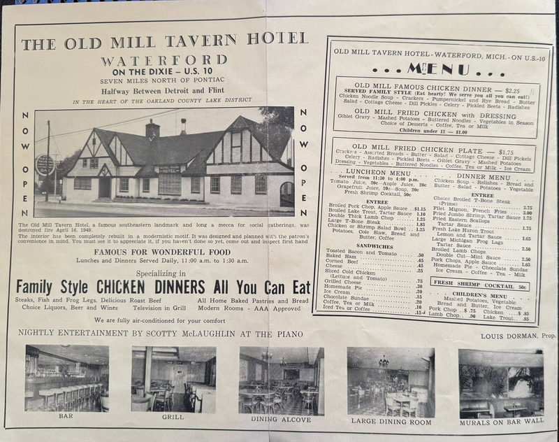 Cascade Motel (Olde Mill Inn on the Lake) - Menu